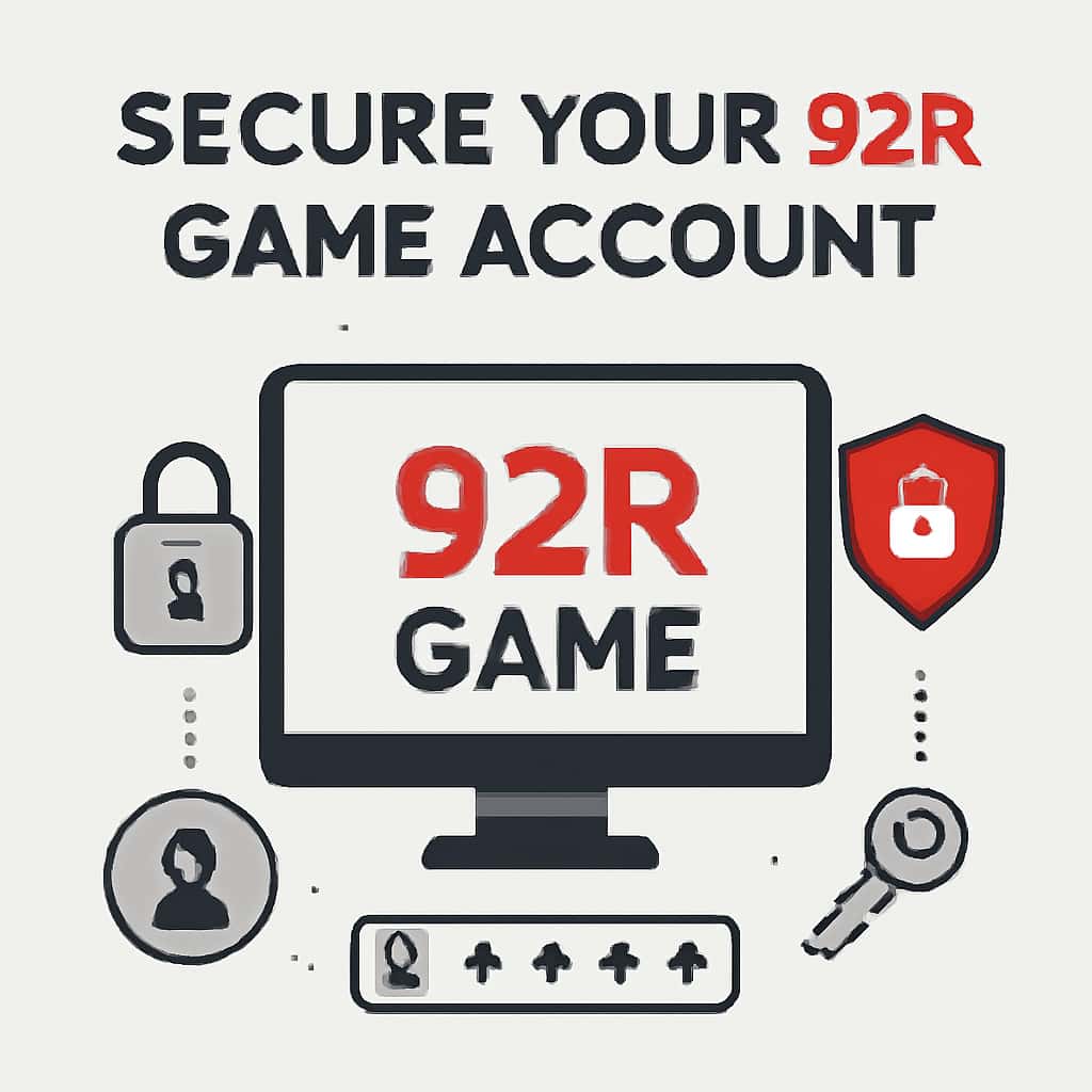 An educational graphic illustrating security measures for 92R Game accounts.